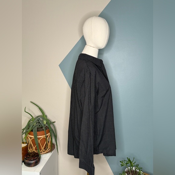 Lauren Ralph Lauren Women’s Black Grid Check Button Down Blouse Size L - Picture 4 of 13